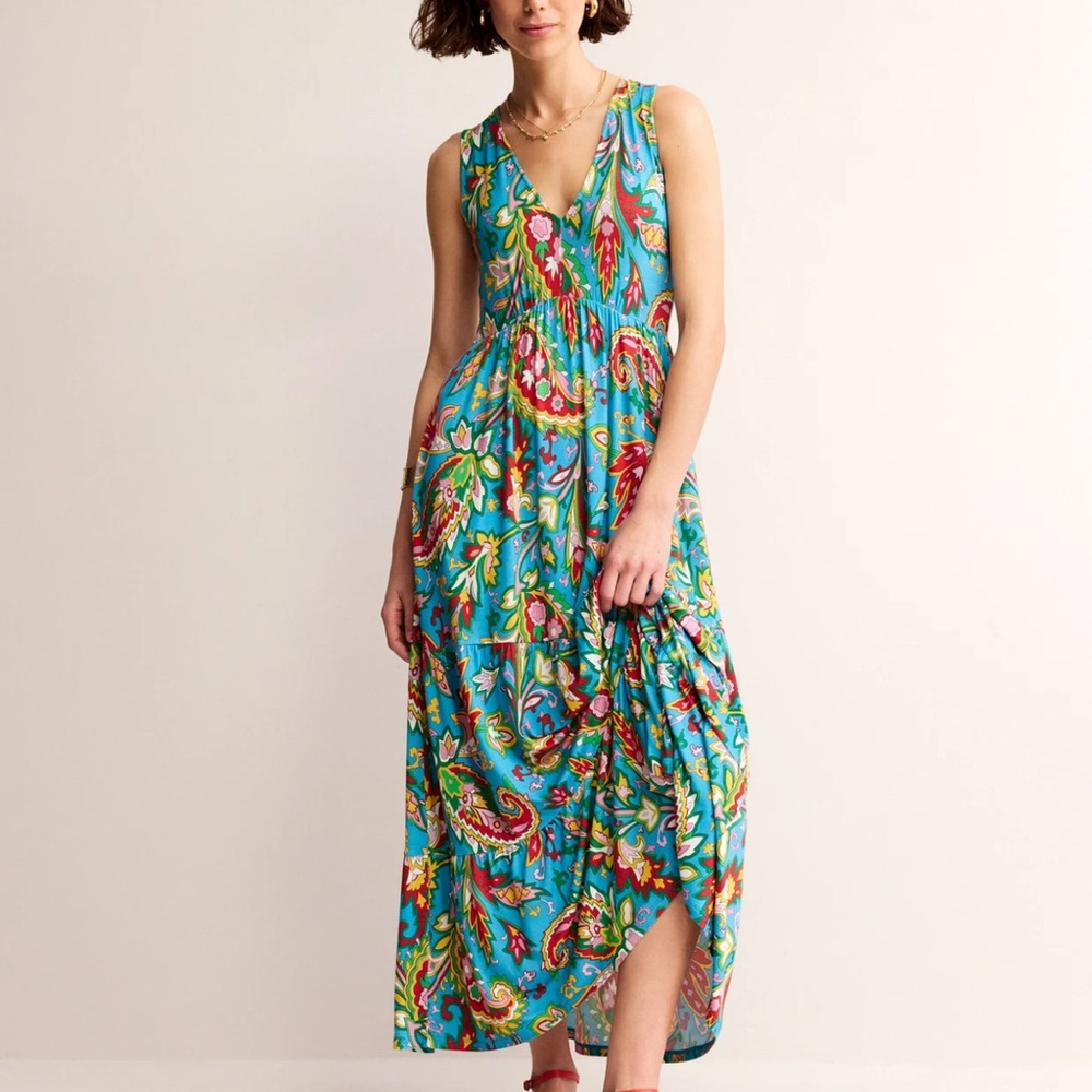 NWOT! Boden Blue Paisley Maxi Dress, Size 6 - Picture 3 of 9